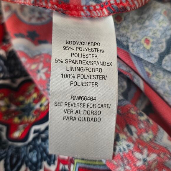 Sandra Darren NWT Red Blue Design Sleeveless Maxi Women's Dress XL - Picture 6 of 6